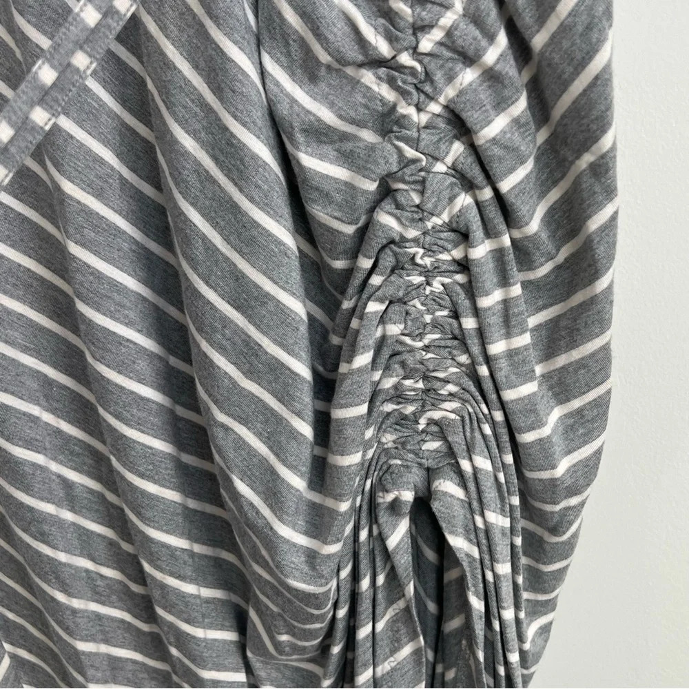 New Athleta Shark Bite Cinch Maxi Dress Gray Asymmetrical Striped Jersey Small - Picture 6 of 14
